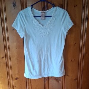 White Stag White Lace Accent Short Sleeve Top